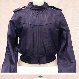Knoles & Carter XL Leather bomber Jacket purple